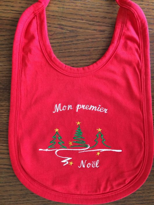 Bavoir Bébé "Mon Premier Noël" - 100% Coton, Motif Père Noël Et Bonhomme De Neige